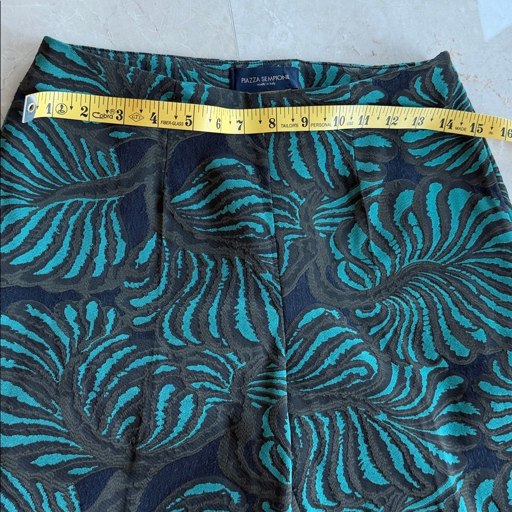 PIAZZA SEMPIONE  Teal , navy and dark brown Patterned Cropped Pants, Size 40 (S) - Picture 13 of 15